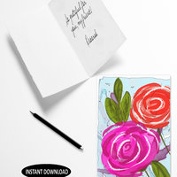 Bright pink and orange abstract flower digital greeting card