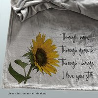 Personalized Throw Blanket for friend that is always there for you with beautiful sunflower