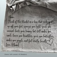 A personalized throw blanket, sending a hug, a hug that picks you up off your feet, a blanket of comfort