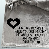 Custom fleece throw blanket with message sending hugs.