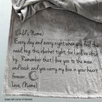 Memorial blanket for a child who has lost a loved one, Personalized Memorial Blanket for a grieving child, hug from heaven for a child