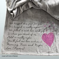 Personalized throw blanket with hand drawn pink hearts