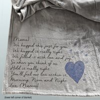 Personalized throw blanket, we hugged this blanket tight, Christmas hug blanket, personalized Mother's Day Gift, Grandparents, blue hearts