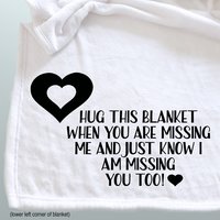 Custom fleece throw blanket with message sending hugs.