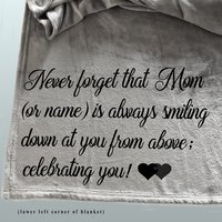 Personalized Sympathy Throw Blanket, blanket of comfort, memorial blanket, gift of sympathy, never forget someone is smiling down on you