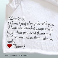 Personalized Sympathy Throw Blanket, sympathy blanket to wrap the person grieving in