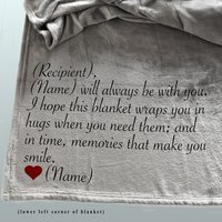 Personalized Sympathy Throw Blanket, sympathy blanket to wrap the person grieving in