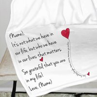 A beautiful personalized throw blanket, gift for a friend, friendship gift, personalized blanket, sending a hug, family isn't about blood