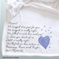 Personalized throw blanket, we hugged this blanket tight, Christmas hug blanket, personalized Mother's Day Gift, Grandparents, blue hearts