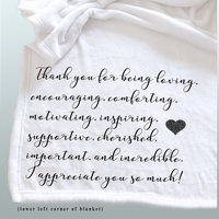 Personalized throw blanket about Friendship, gift of appreciation for a friend, a personalized thank you gift