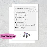 Digital greeting card, card for a your wife what I know for sure about my wife, a Valentine's card for your wife