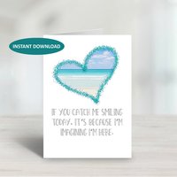 A printable greeting card for someone going on vacation, a card for someone going to the beach, beach memories