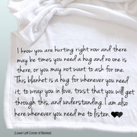 Personalized throw blanket, blanket of comfort, gift for friend, a healing gift for someone who is hurting