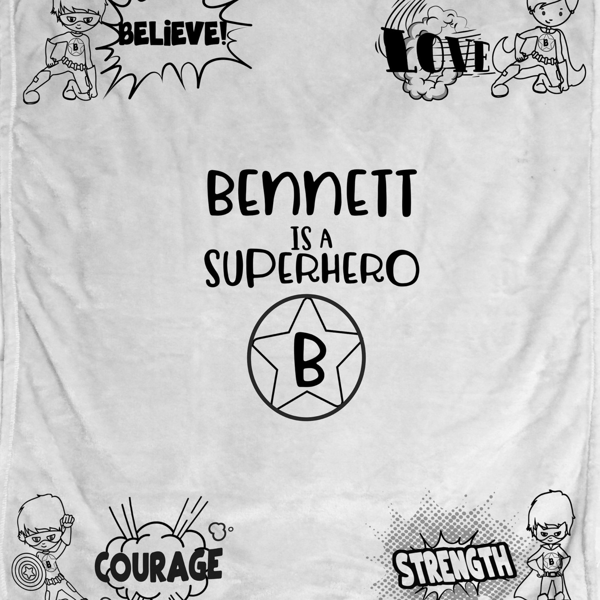 A cozy throw blanket for a child that is ill, sad or in need of some super powers!  A blanket of love and inspiration!