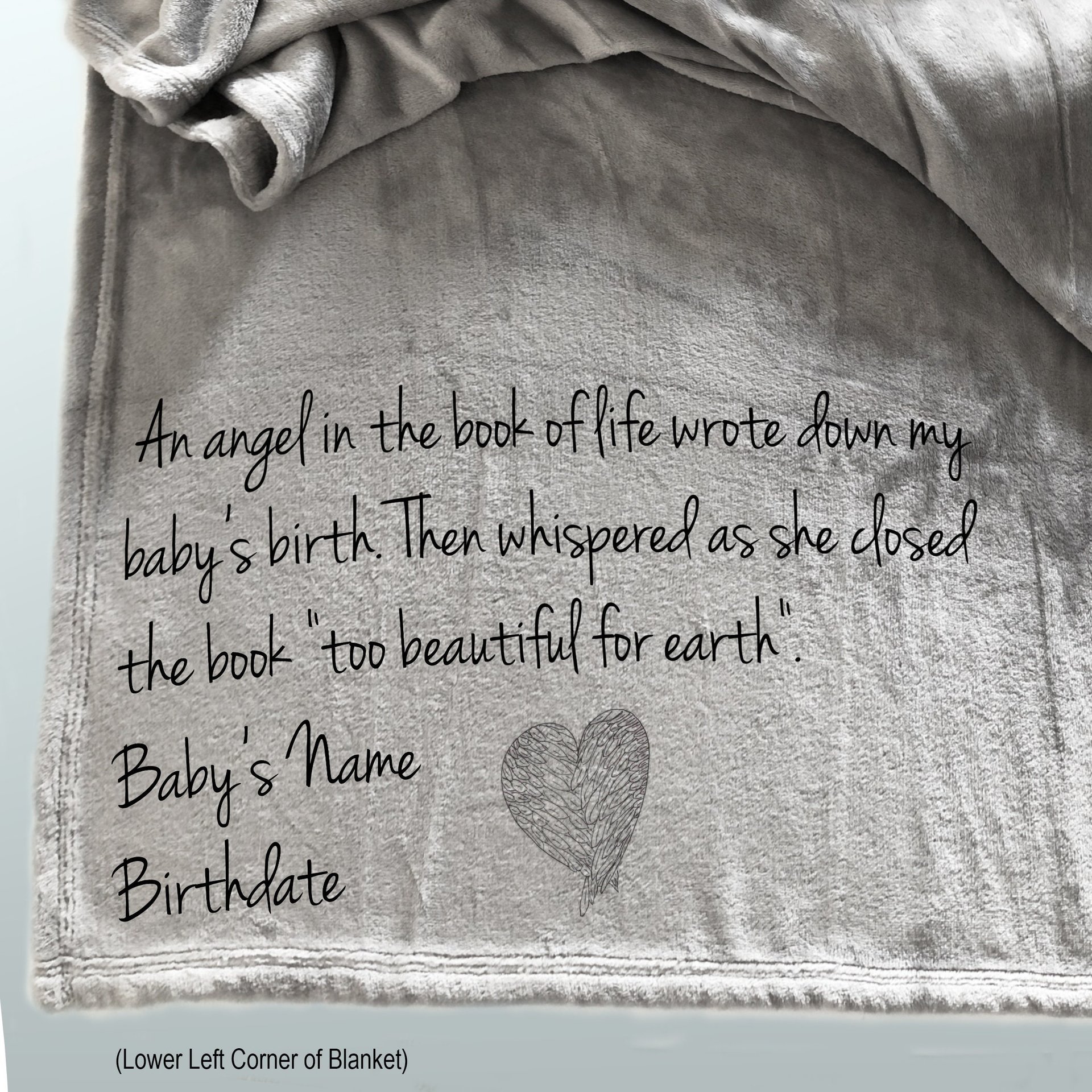 Child memorial blanket, Memorial for loss of child, sympathy gift, for parents who have lost a child or had miscarriage