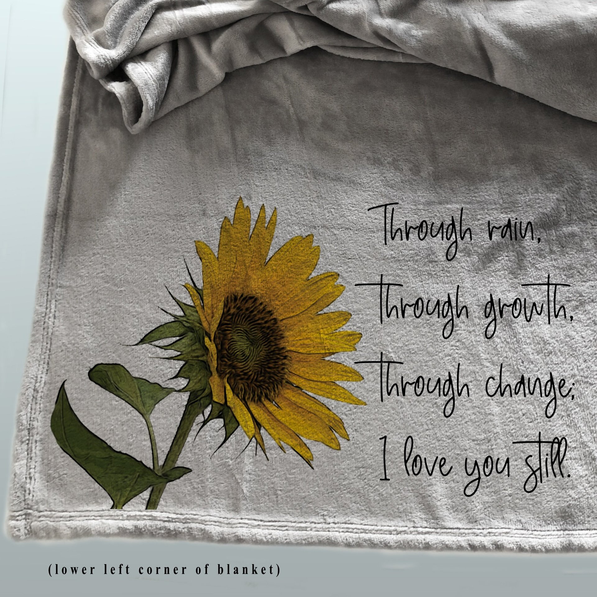 Personalized Throw Blanket for friend that is always there for you with beautiful sunflower