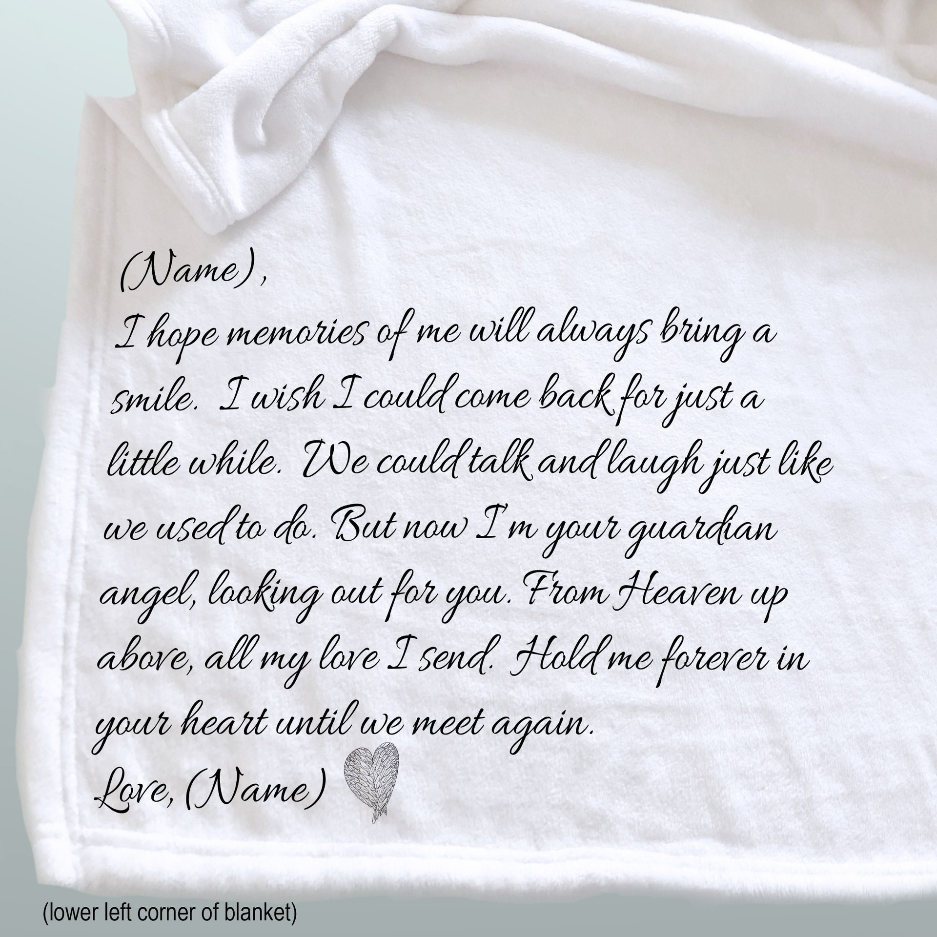 Personalized Sympathy Memorial Throw Blanket, I Hope Memories of Me Fleece Blanket with Name