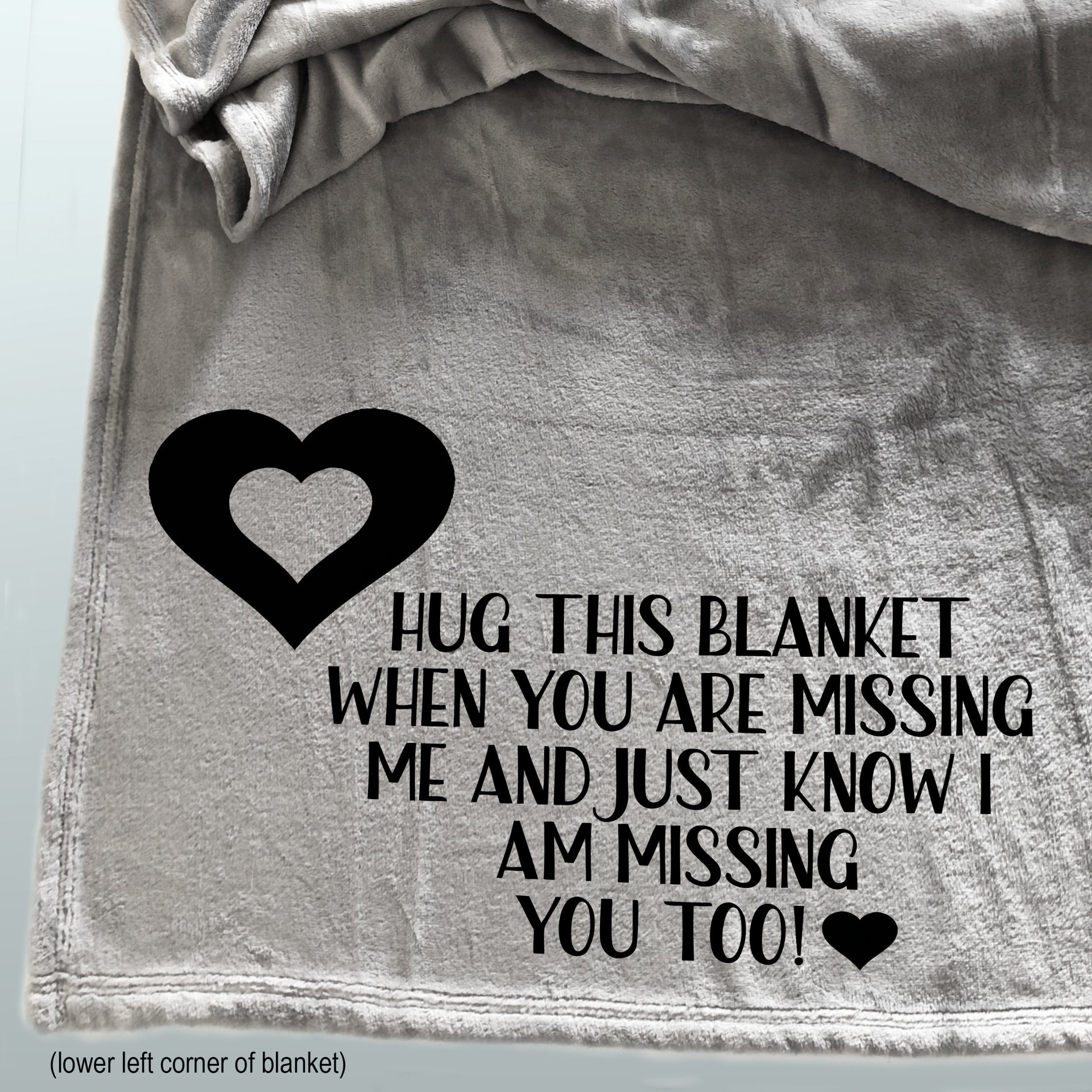 Custom fleece throw blanket with message sending hugs.