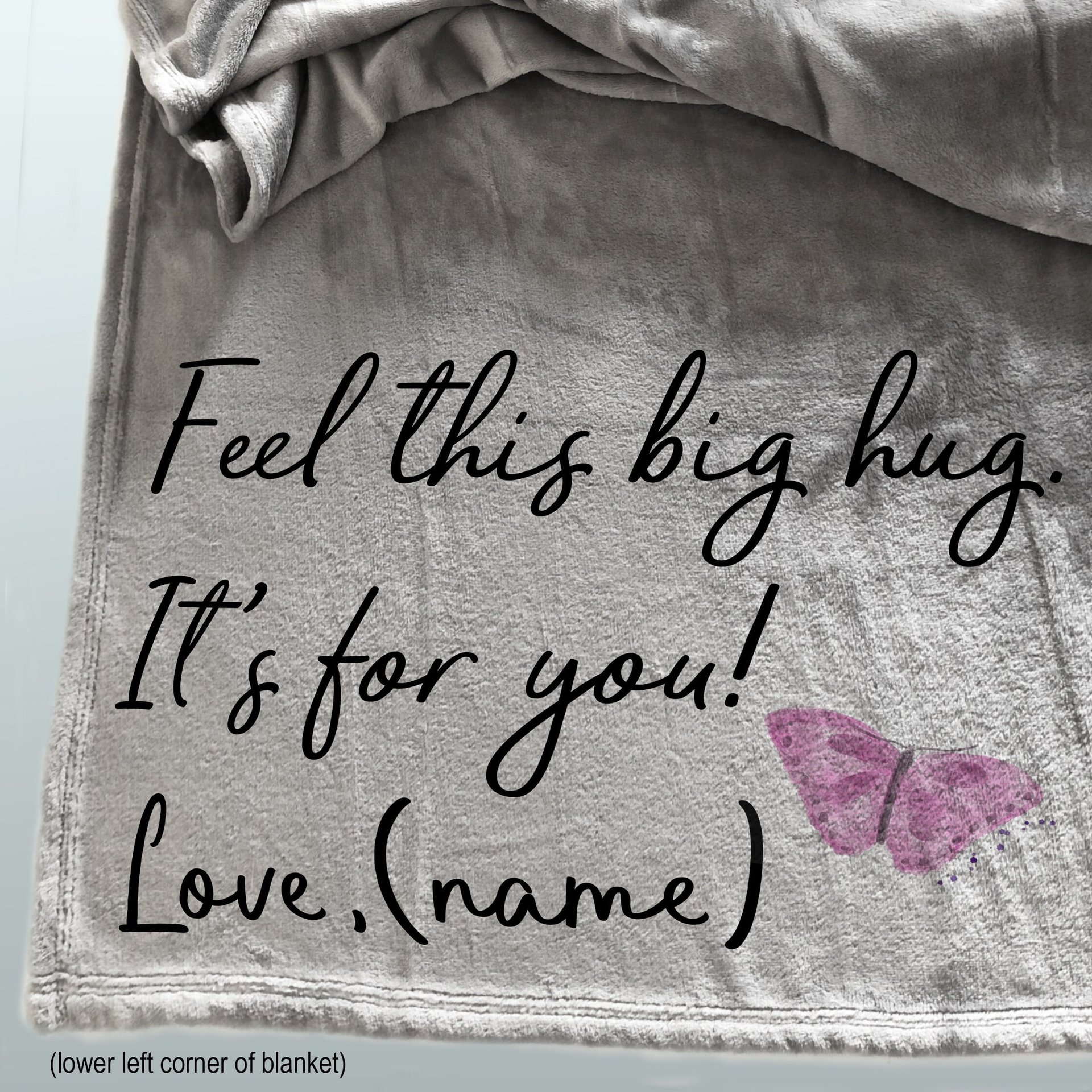 Personalized hug blanket, gift of comfort, sending hugs to a friend or family member