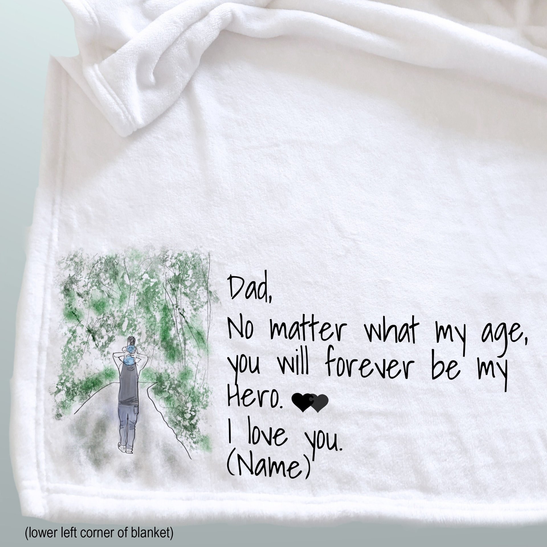 Personalized throw blanket for Dad to let him know he will always be your hero.