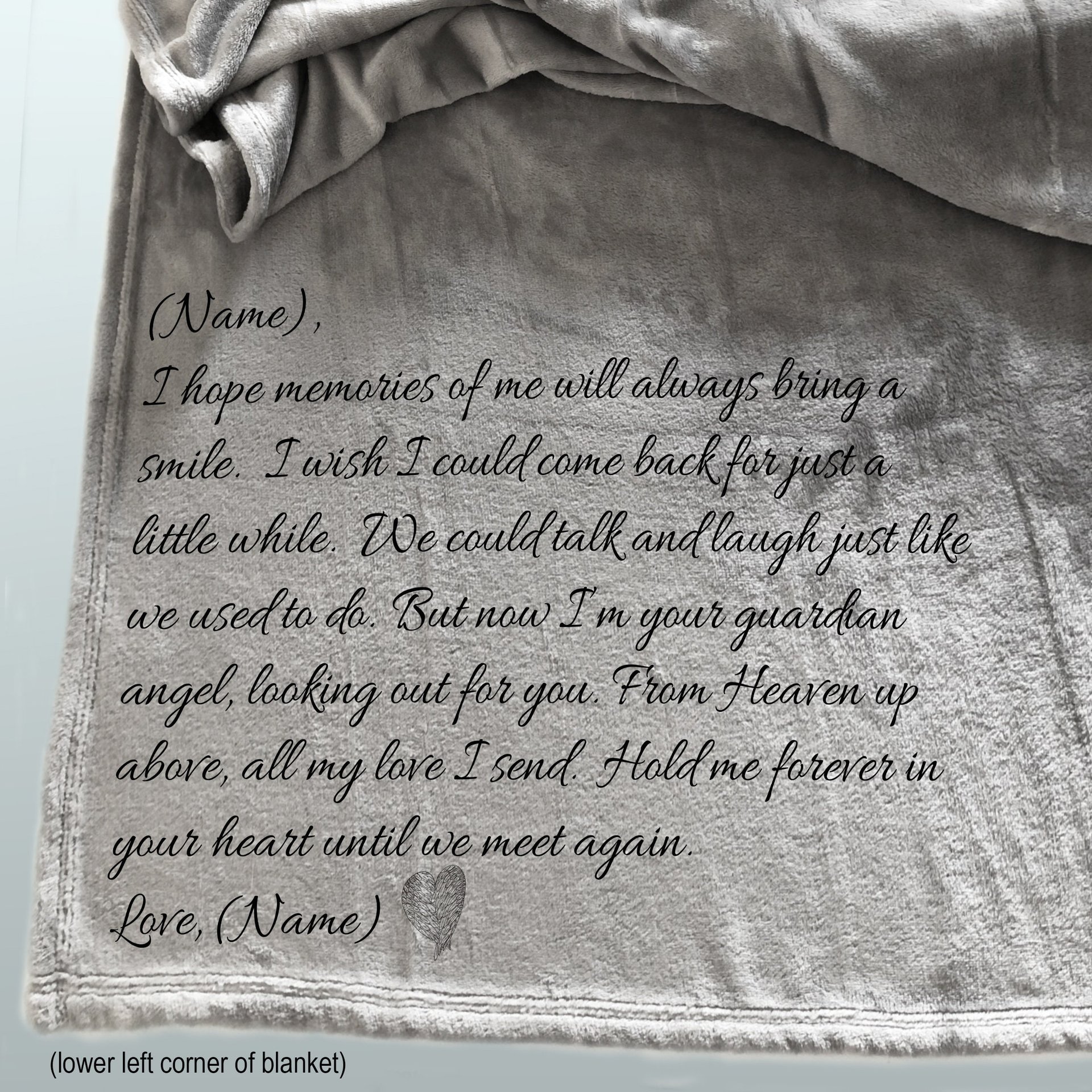 Personalized Sympathy Memorial Throw Blanket, I Hope Memories of Me Fleece Blanket with Name