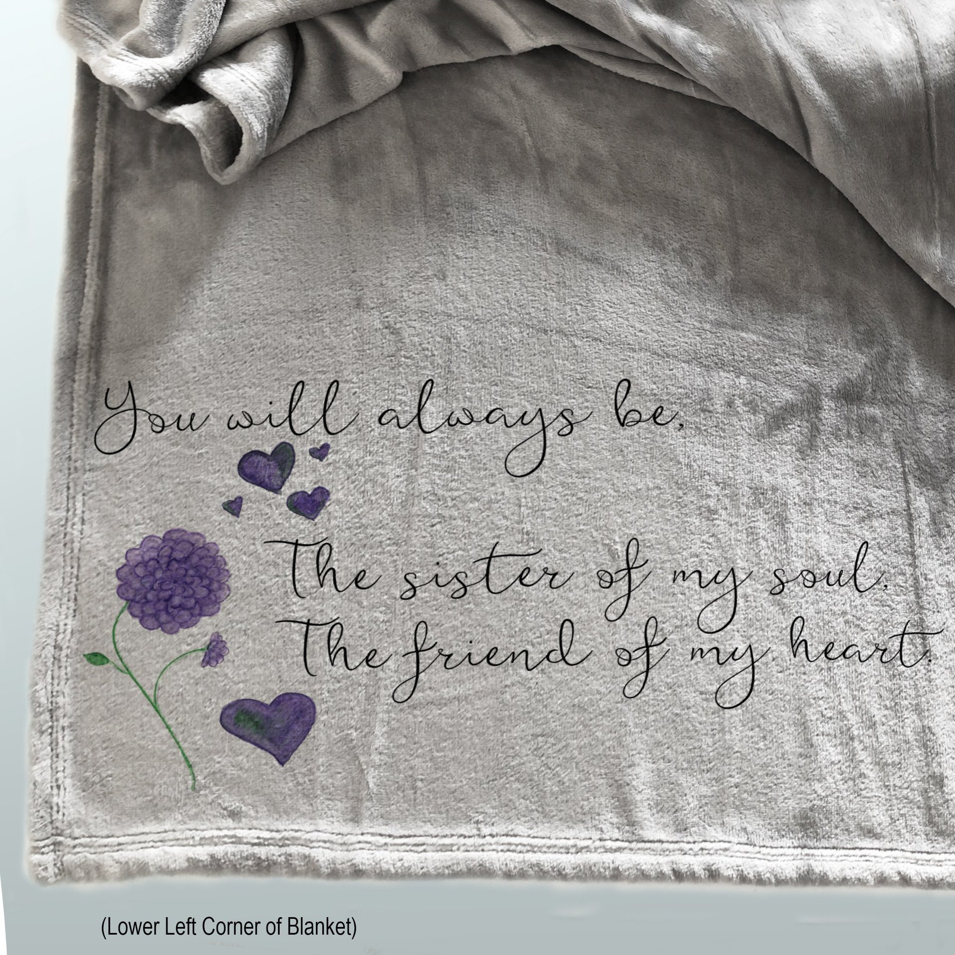 Personalized throw blanket, gift for a friend, sister of my soul, best friend gift, cozy fleece blanket with a message