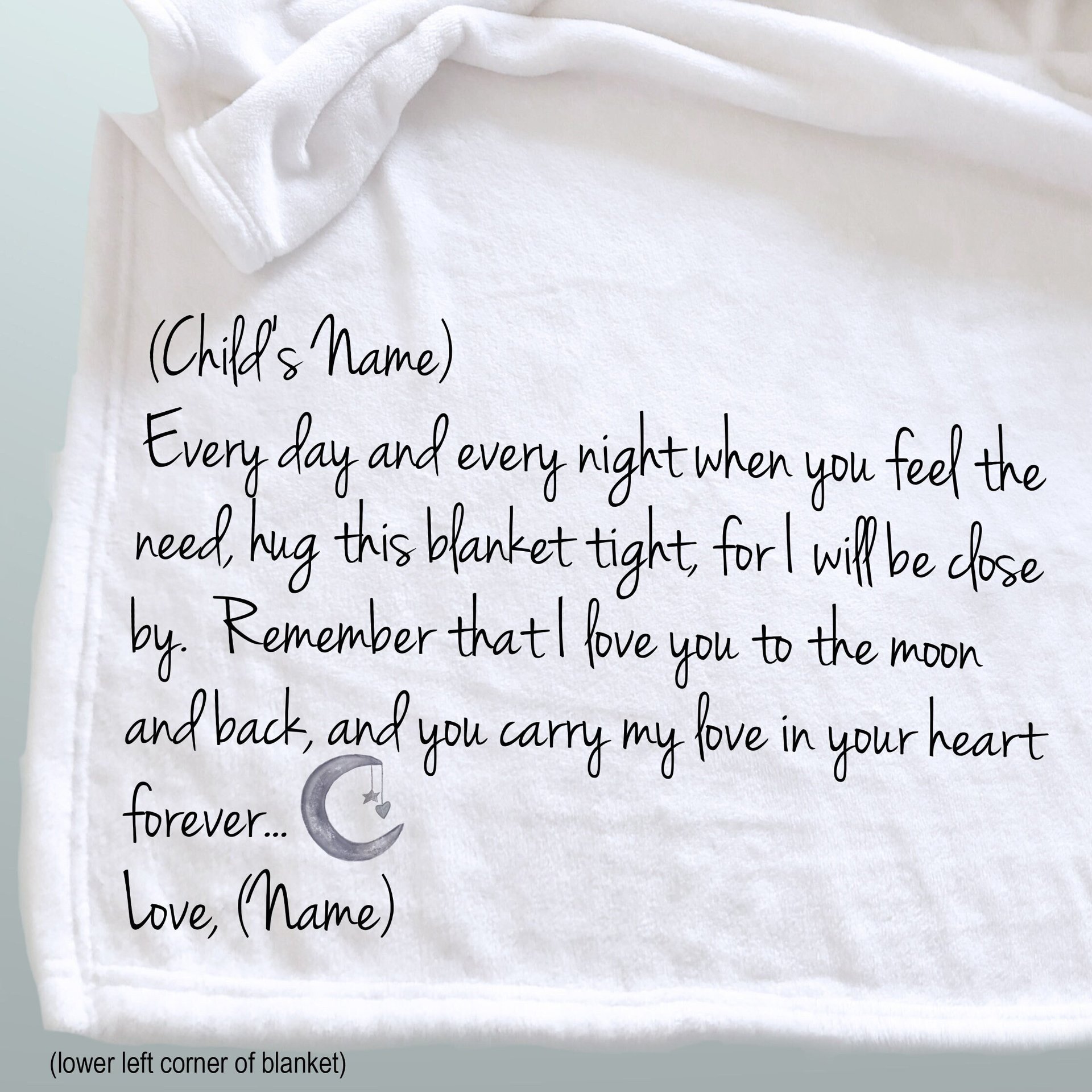 Memorial blanket for a child who has lost a loved one, Personalized Memorial Blanket for a grieving child, hug from heaven for a child