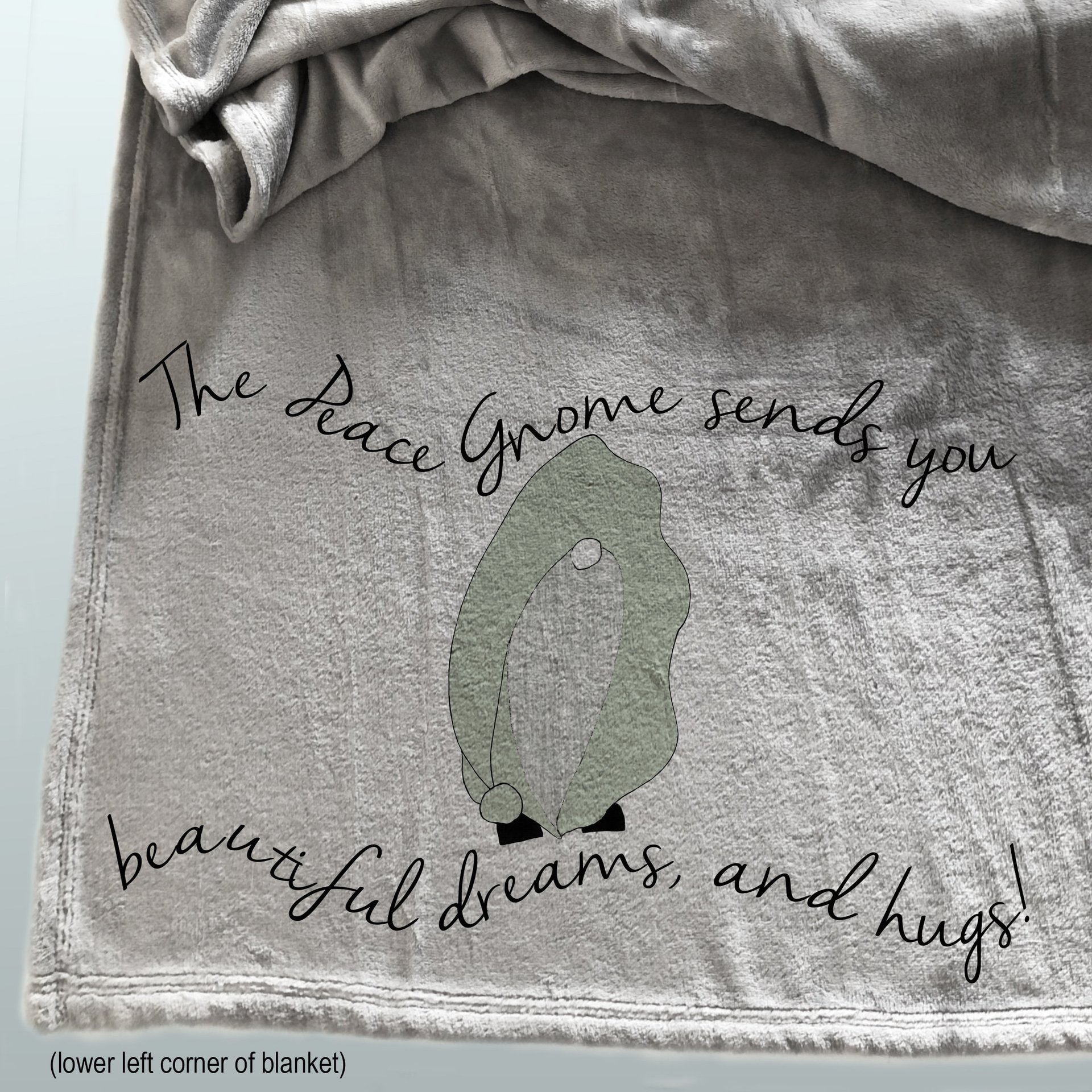 Gnome personalized throw Blanket, Dreams and Hugs, Personalized Cozy Gift