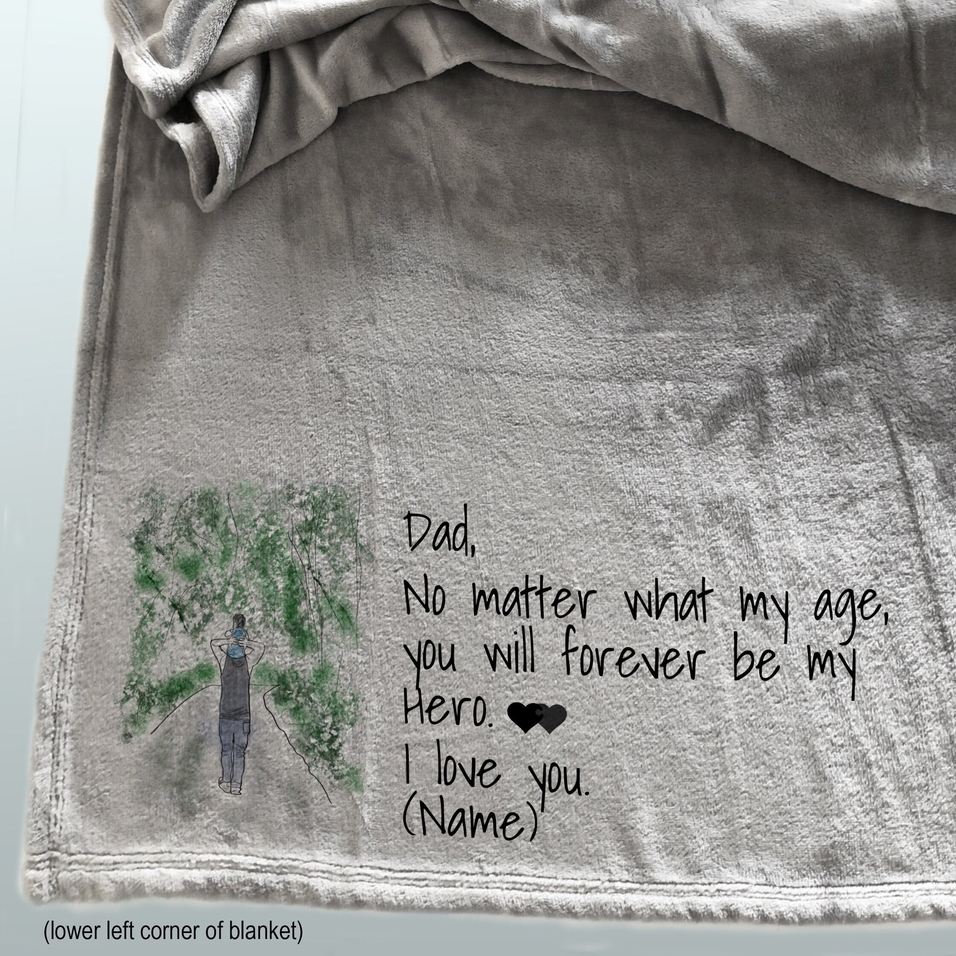 Personalized throw blanket for Dad to let him know he will always be your hero.