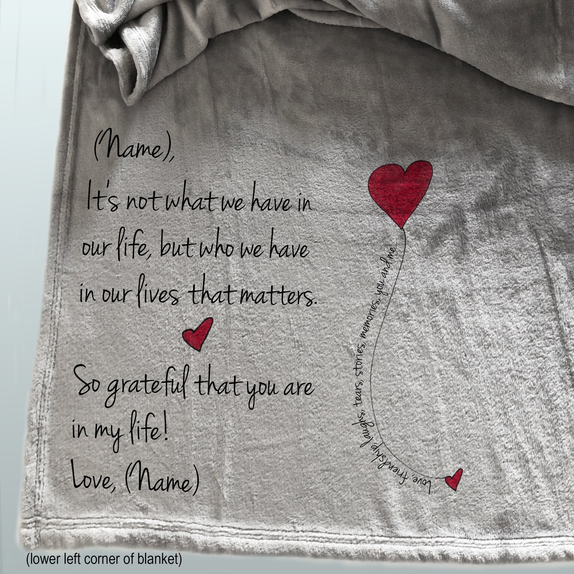A beautiful personalized throw blanket, gift for a friend, friendship gift, personalized blanket, sending a hug, family isn't about blood