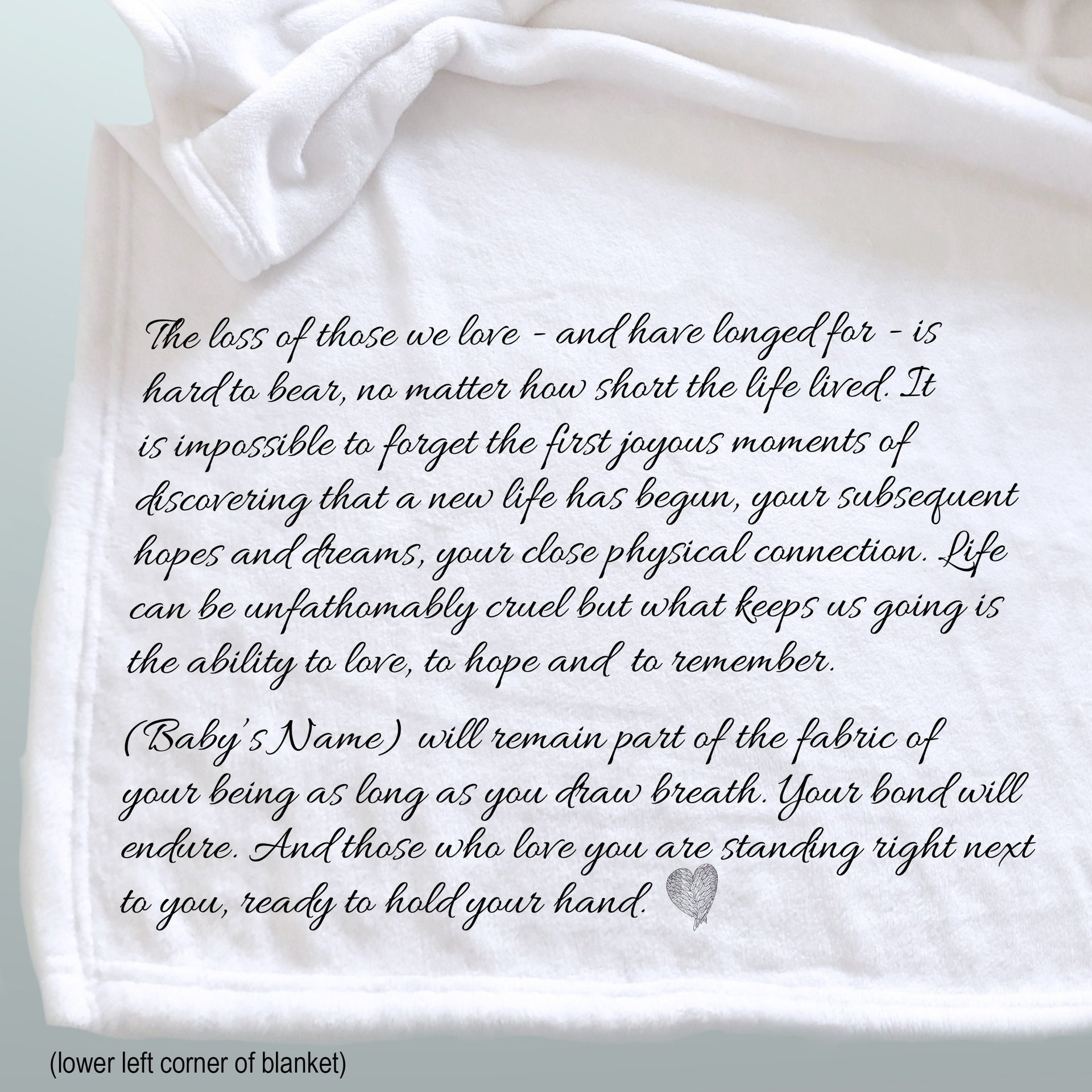 Personalized  throw blanket, miscarriage, still born, loss of child, gift for grieving parent, child memorial, sympathy gift, born still