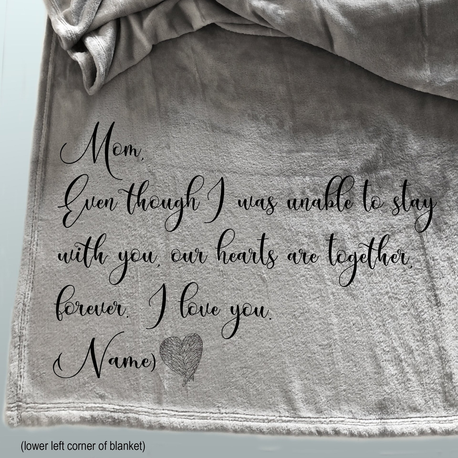 Child Memorial Throw Blanket for Mom that has lost a child, miscarriage, stillborn, sympathy gift for Mom, a hug from baby or Mom and Dad.