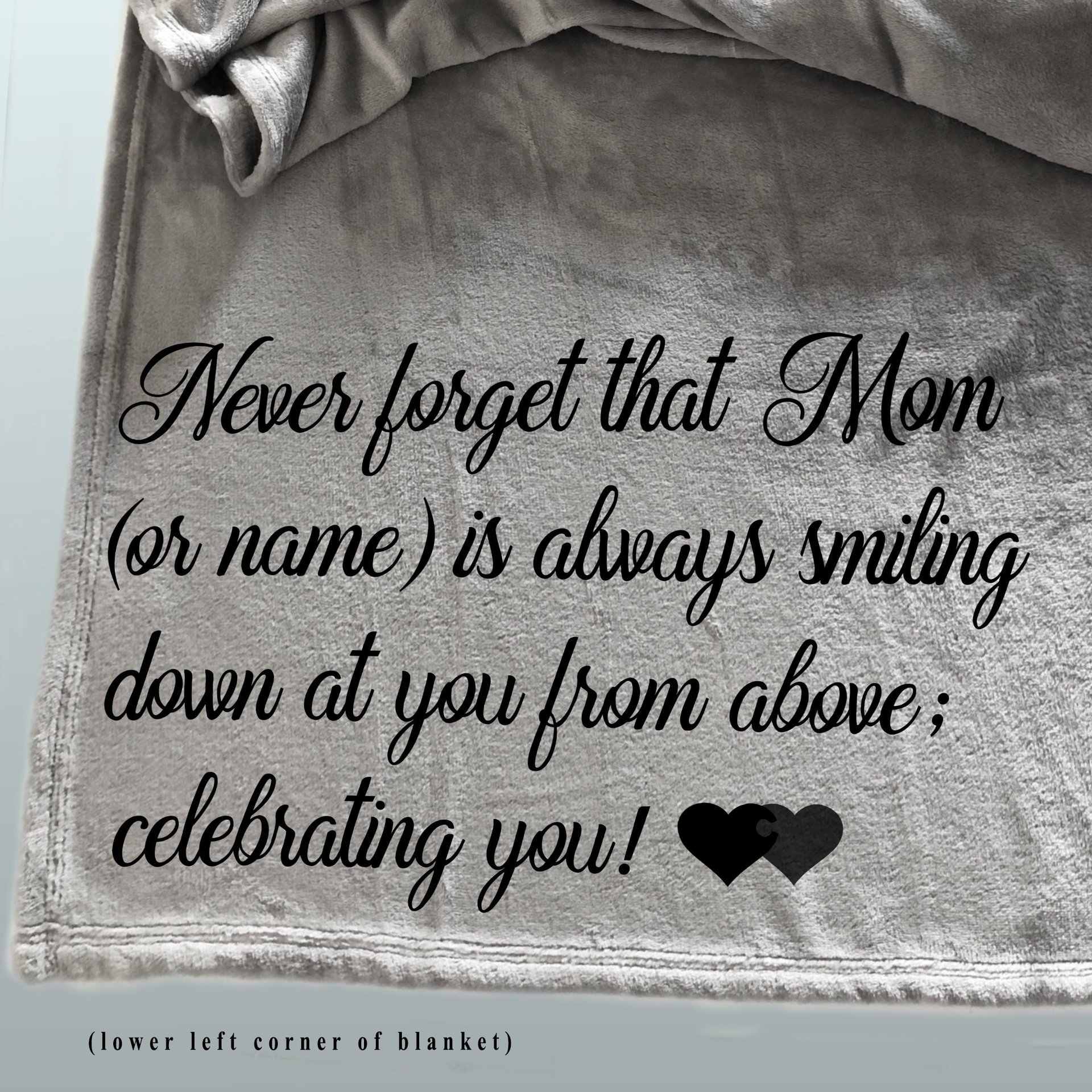Personalized Sympathy Throw Blanket, blanket of comfort, memorial blanket, gift of sympathy, never forget someone is smiling down on you
