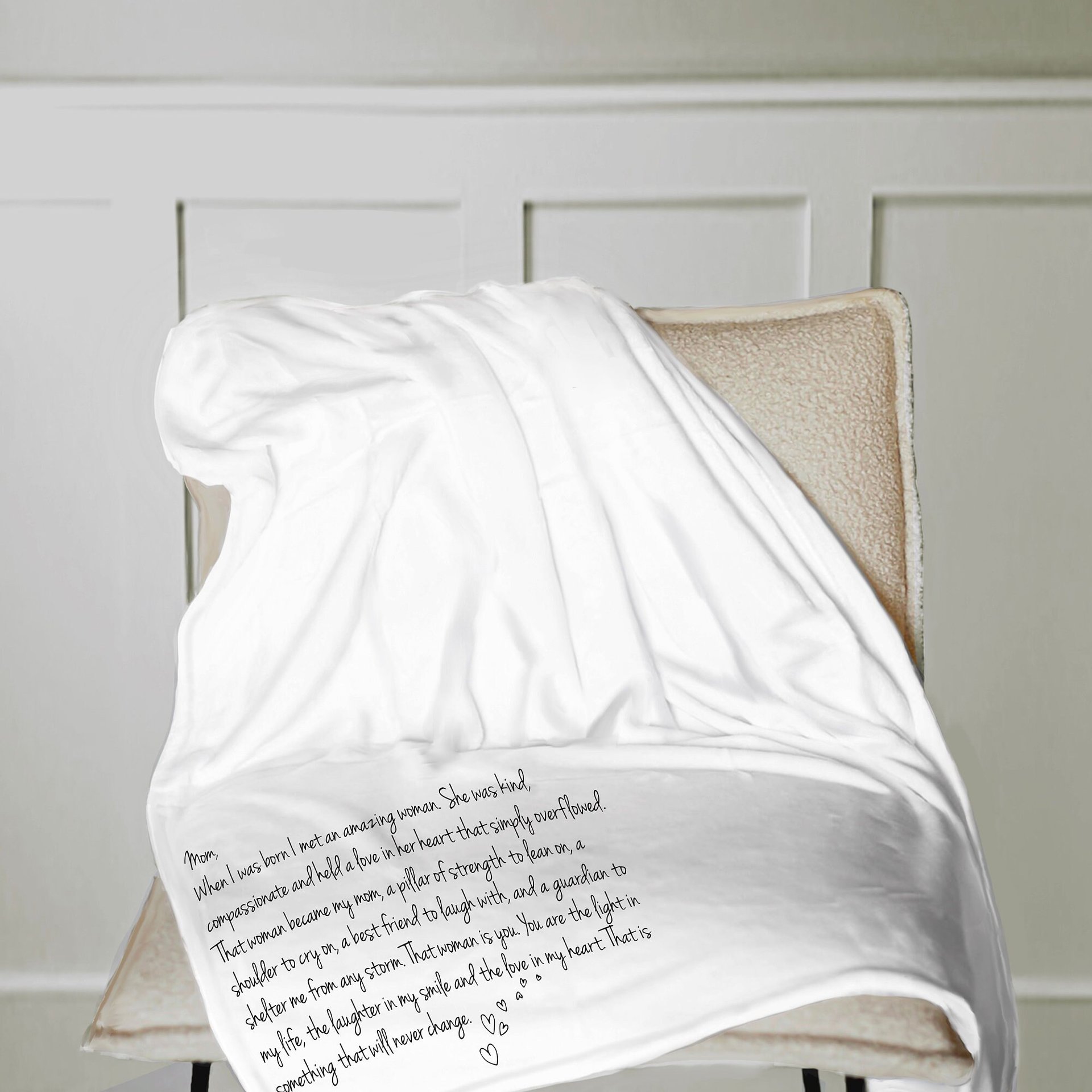 Personalized Throw Blanket for Mom, a cozy fleece blanket personalized for Mom.