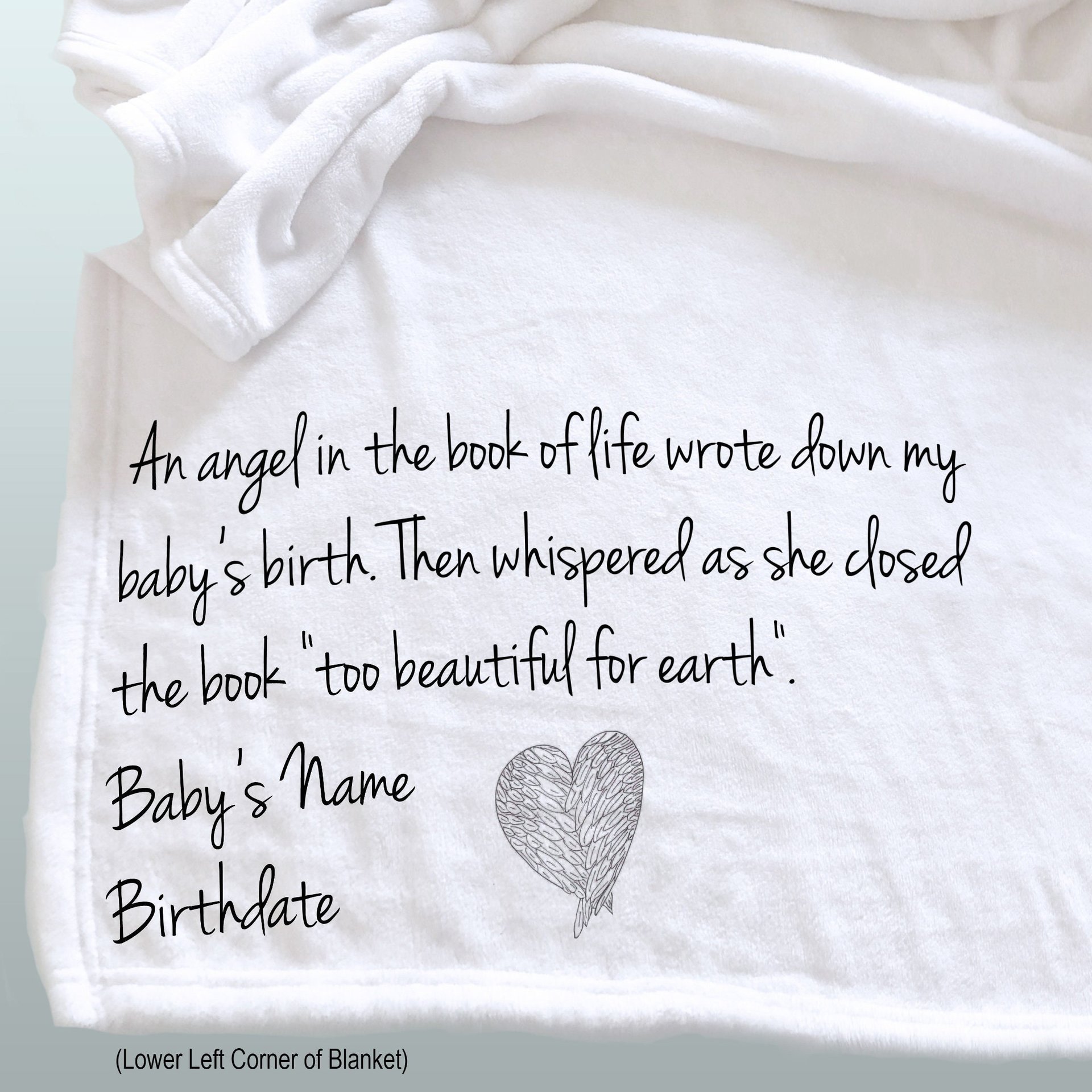 Child memorial blanket, Memorial for loss of child, sympathy gift, for parents who have lost a child or had miscarriage