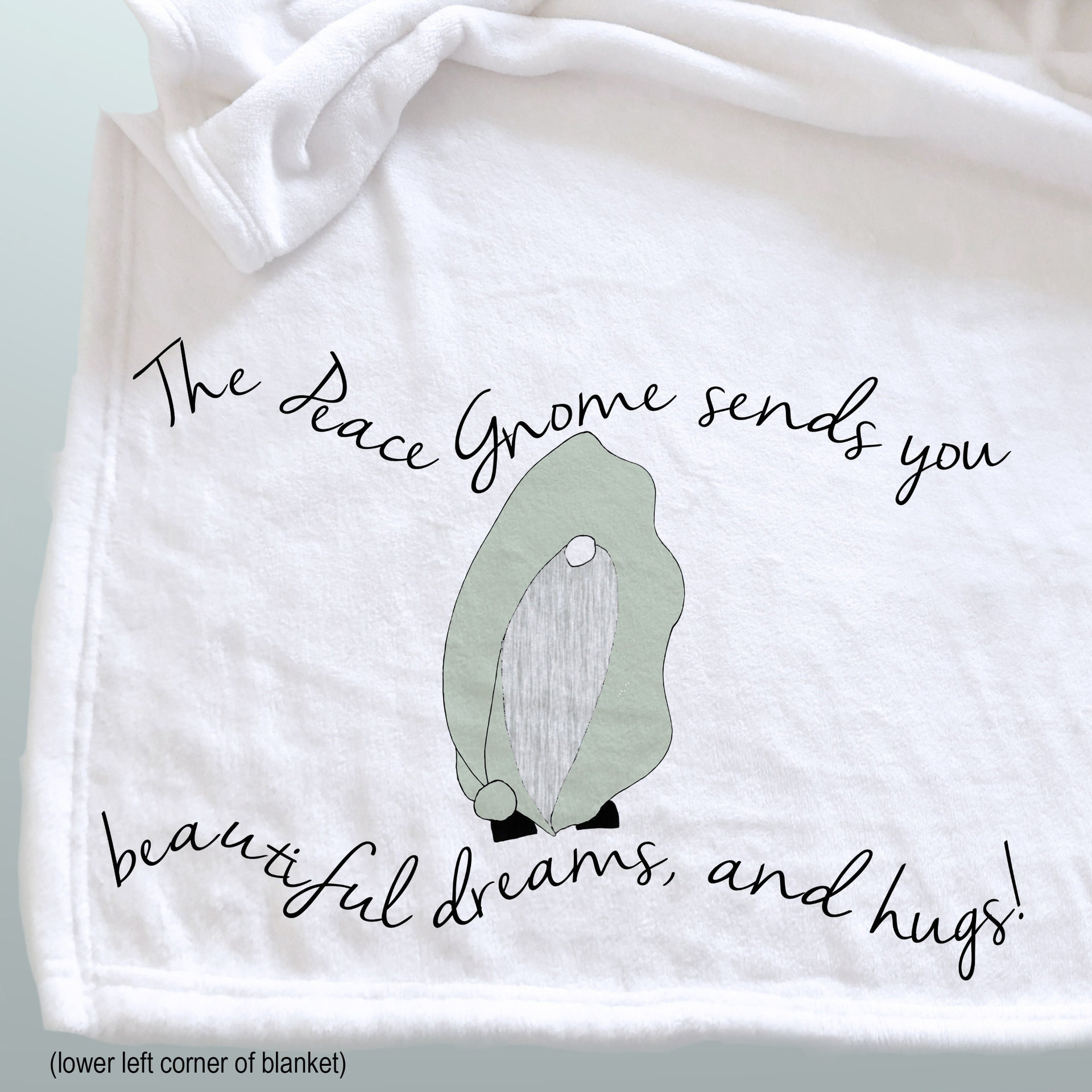 Gnome personalized throw Blanket, Dreams and Hugs, Personalized Cozy Gift
