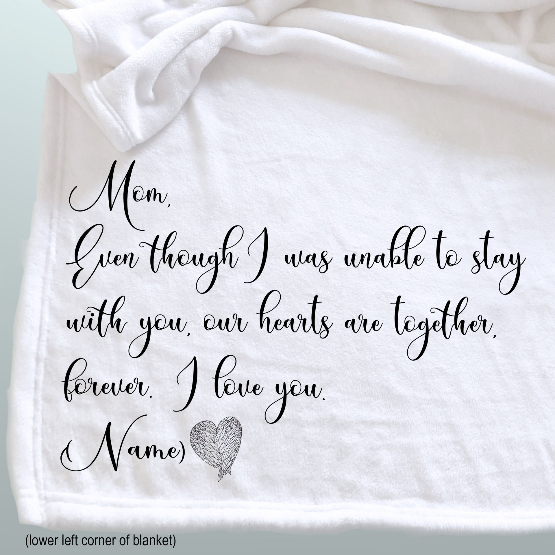 Child Memorial Throw Blanket for Mom that has lost a child, miscarriage, stillborn, sympathy gift for Mom, a hug from baby or Mom and Dad.