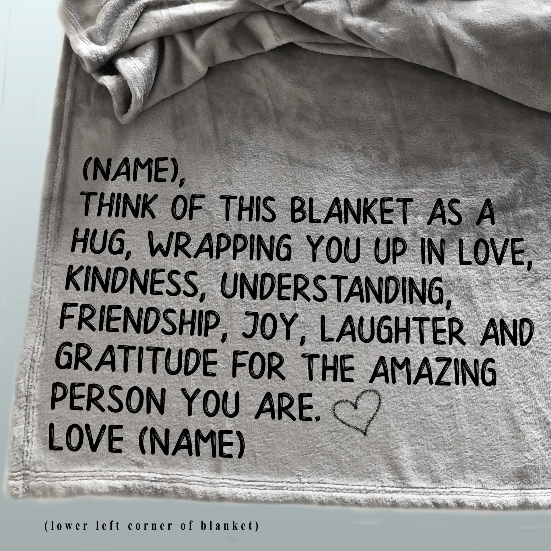 Think of this blanket as wrapping you up in a hug, throw blanket with a message, sending hugs at Christmas, sending a blanket with a message