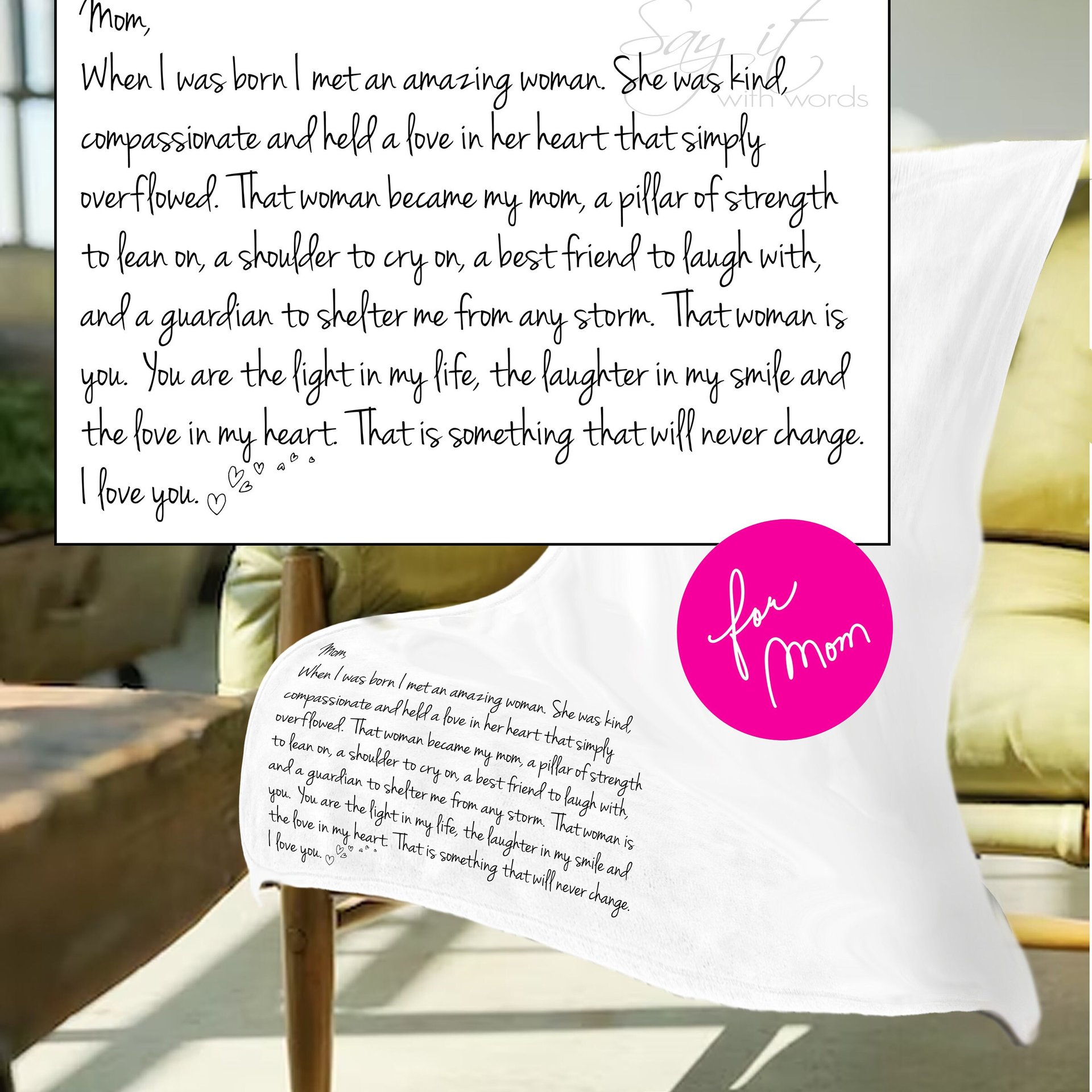 Personalized Throw Blanket for Mom for Mother's Day or Birthday