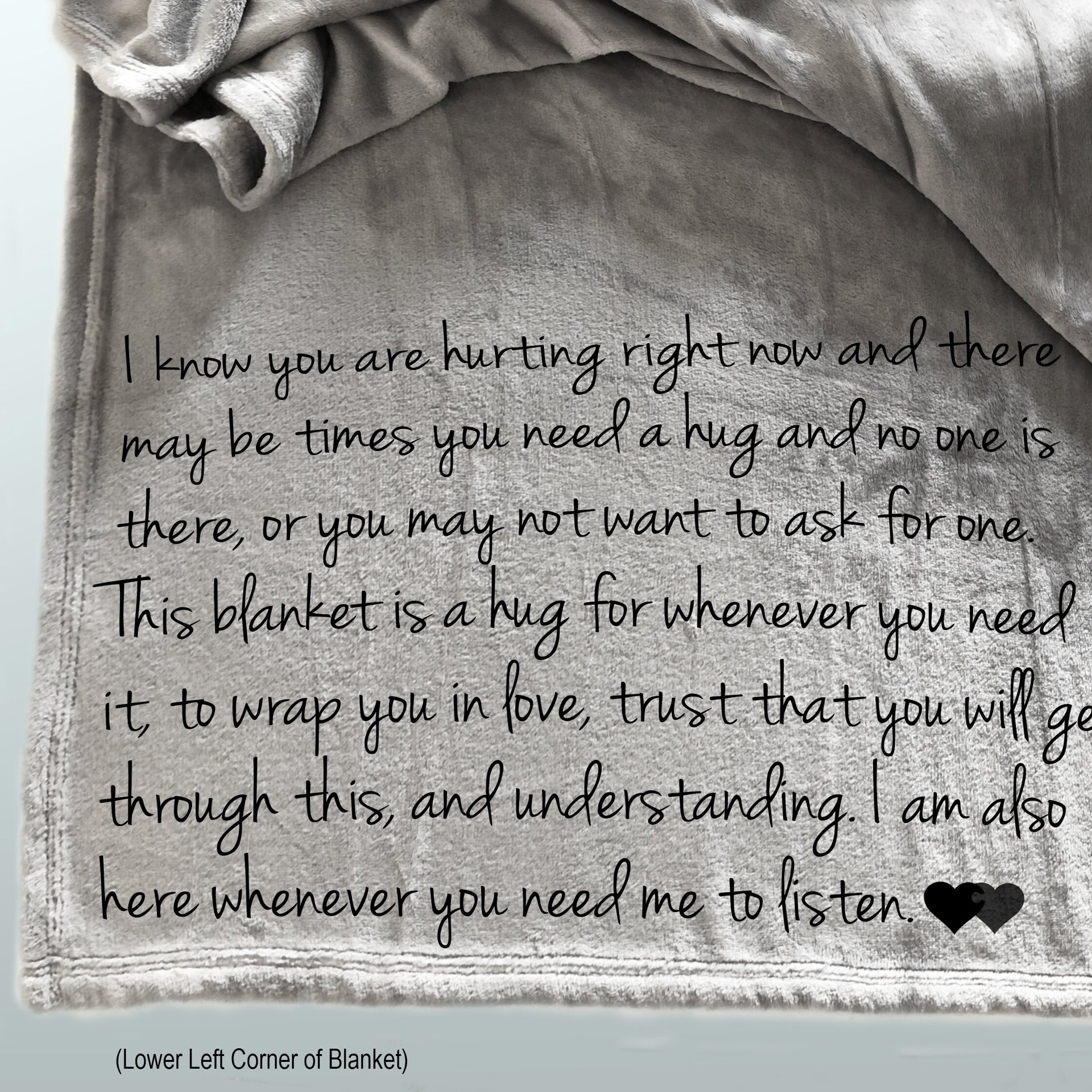 Personalized throw blanket, blanket of comfort, gift for friend, a healing gift for someone who is hurting